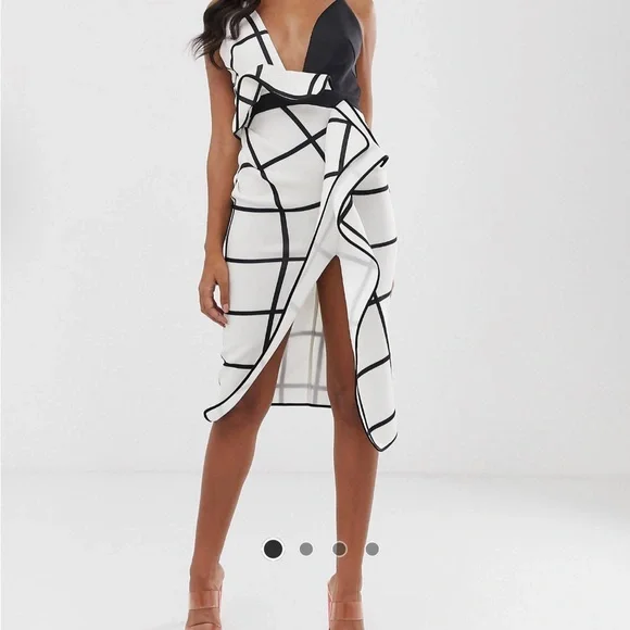 asos black and white midi dress ASOS DESIGN bias cut slip midi dress in black and white stripe print